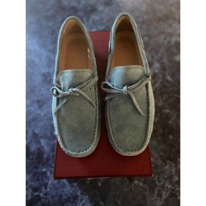 BALLY Dramer Blue Suede Driver Shoes Moc